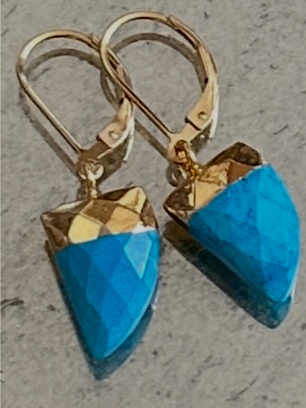 Gold-Tone Turquoise Faceted Drop Earrings